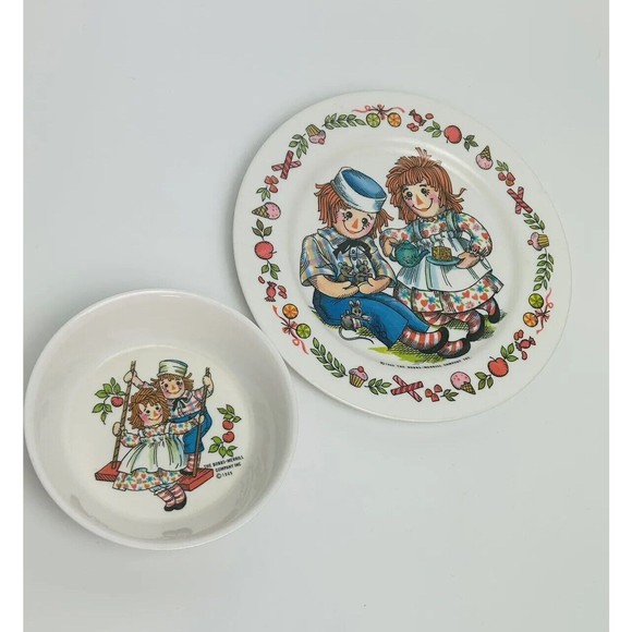 Oneida Raggedy Ann and‎ Andy Plastic Plate and Bowl Set Deluxe VTG 1969 - Picture 2 of 9